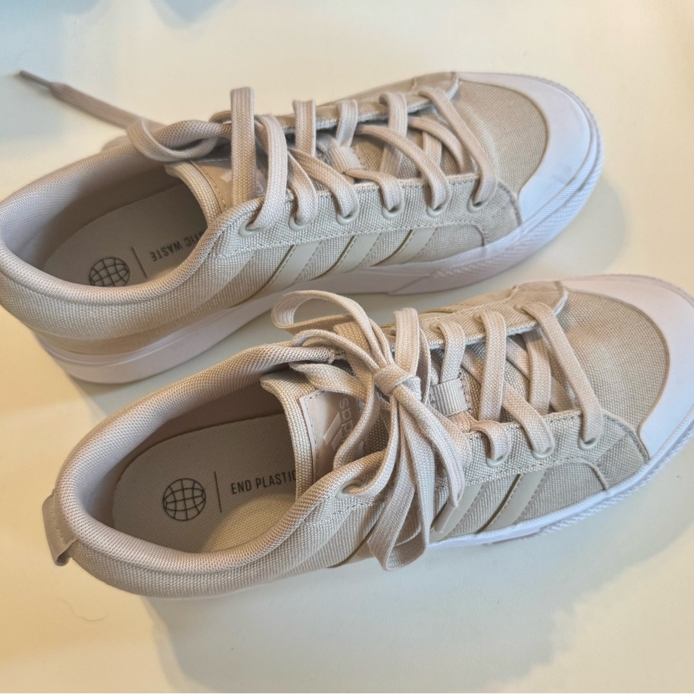 adidas Women's Beige and White Sneakers